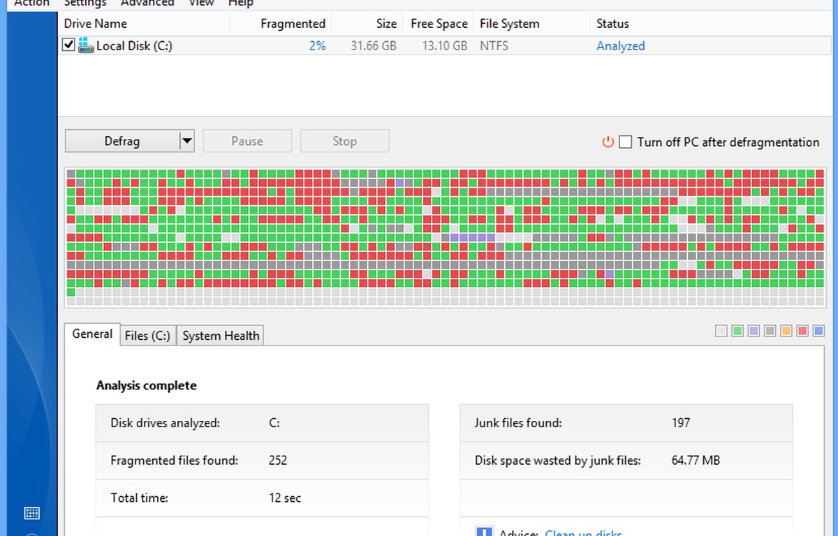 cmd disk defrag